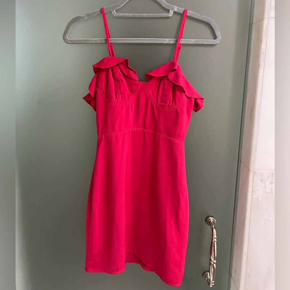 Vibrant Red Dress with Ruffle Straps
